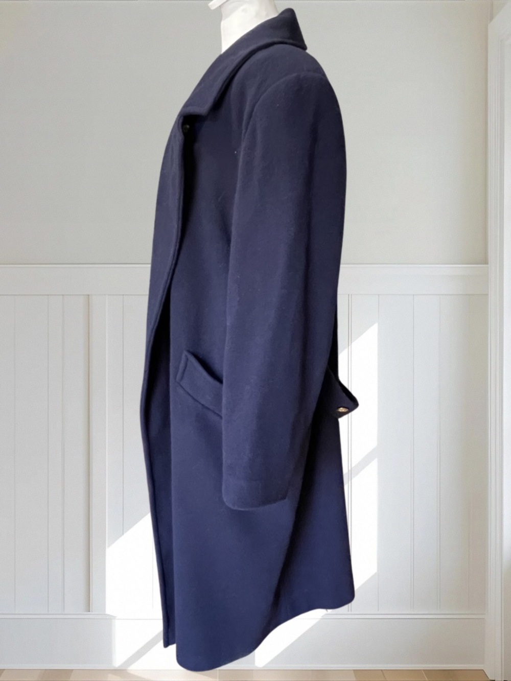 FORECASTER OF BOSTON Women's Vintage Navy 100% Pure Wool Long Coat + Free Gloves - Picture 6 of 16